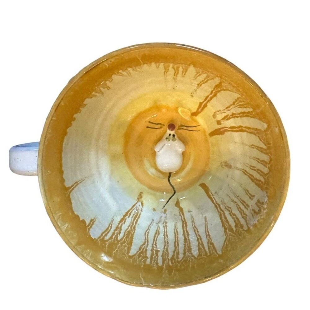 Studio Art Pottery Coffee Tea Mug Cute Little Mouse Figurine Inside Multicolor
